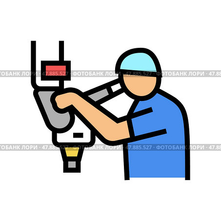 microsurgery doctor work color icon vector illustration. Стоковая иллюстрация, иллюстратор Vectorwin / Фотобанк Лори