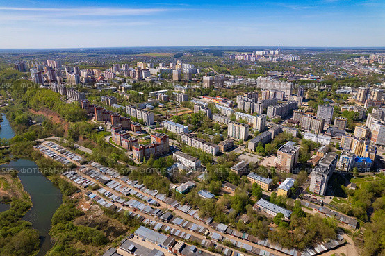 Микрорайон Зональный в городе Кирове - вид с высоты (2024 год). Стоковое фото, фотограф Владислав Самошкин / Фотобанк Лори