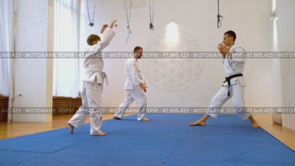 Military temptation training. Aikido or judo. Стоковое видео, видеограф Igor Skripachev / Фотобанк Лори