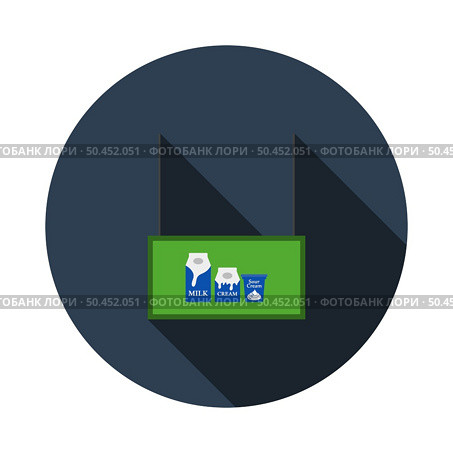 Milk Market Department Icon. Flat Circle Stencil Design With Long Shadow. Vector Illustration. Стоковая иллюстрация, агентство Ingram Publishing / Фотобанк Лори