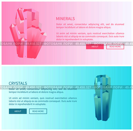 Minerals and crystals, pink quartz and rhinestone composed of silicon and oxygen atoms, semi-precious gemstones, precious quartz gem stone posters vector. Minerals and Crystals, Pink Quartz and Rhinestone. Стоковая иллюстрация, агентство Ingram Publishing / Фотобанк Лори