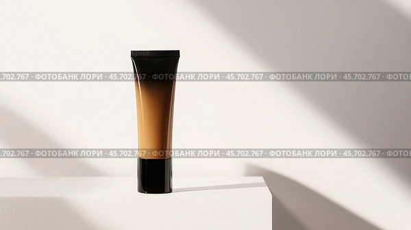 Minimalist beauty concept with unbranded foundation cream tube for cosmetic advertising and skincare design. Стоковое AI-изображение, AI-художник Sabyna75 / Фотобанк Лори