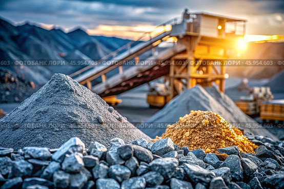 Mining and refined placers of precious rare earth elements. Extraction process, Purification methods, Precious materials. Стоковое AI-изображение, AI-художник Photojuli / Фотобанк Лори