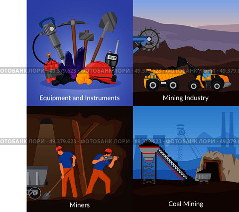 Mining Inductry Flat Design Concept. Стоковая иллюстрация, агентство Ingram Publishing / Фотобанк Лори