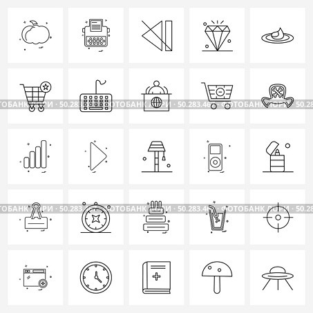 Mobile UI Line Icon Set of 25 Modern Pictograms of cosmetic, business, arrow, ruby, diamond Vector Illustration. Стоковая иллюстрация, агентство Ingram Publishing / Фотобанк Лори