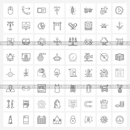 Mobile UI Line Icon Set of 64 Modern Pictograms of organic, tree, card, uploading mm, direction Vector Illustration. Стоковая иллюстрация, агентство Ingram Publishing / Фотобанк Лори