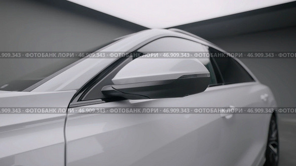 Modern car, view of car exterior, side doors and mirror, smooth camera movement. Стоковое фото, фотограф David Kashakhi / Фотобанк Лори