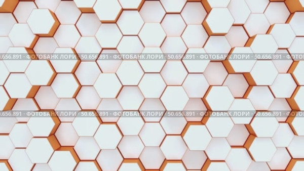 Modern hexagonal background texture pattern. Honeycombs at different level. 3d rendering illustration. Futuristic banner. 4K video. Стоковая анимация, аниматор Николай Евсюков / Фотобанк Лори
