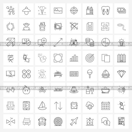 Modern Style Set of 64 line Pictograph Grid based target, picture, health, raster, image Vector Illustration. Стоковая иллюстрация, агентство Ingram Publishing / Фотобанк Лори