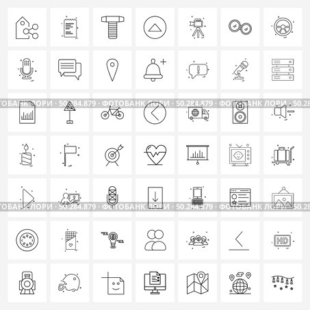 Modern Vector Line Illustration of 49 Simple Line Icons of photo, camera, nut, camera, eject Vector Illustration. Стоковая иллюстрация, агентство Ingram Publishing / Фотобанк Лори