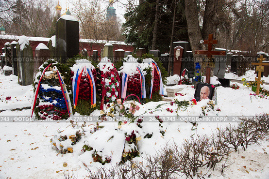 Могила Владимира Михайловича Зельдина на Новодевичьем кладбще (2016 год). Редакционное фото, фотограф Михаил Ворожцов / Фотобанк Лори