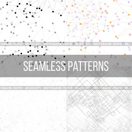Molecular structure backgrounds, seamless patterns. Business templates for webdesign, science design vector illustration. Стоковая иллюстрация, агентство Ingram Publishing / Фотобанк Лори