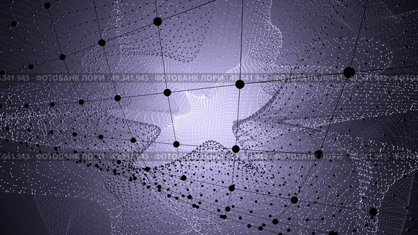 Molecule model with connected lines with dots on dark background. Medicine, technology, chemistry or science background. Scientific or medical background with molecules and atoms. 3d illustration.. Molecule model with connected lines with dots on dark background. Medicine, technology, chemistry or science background. Scientific or medical background with molecules and atoms. 3d illustration. Стоковое фото, агентство Ingram Publishing / Фотобанк Лори