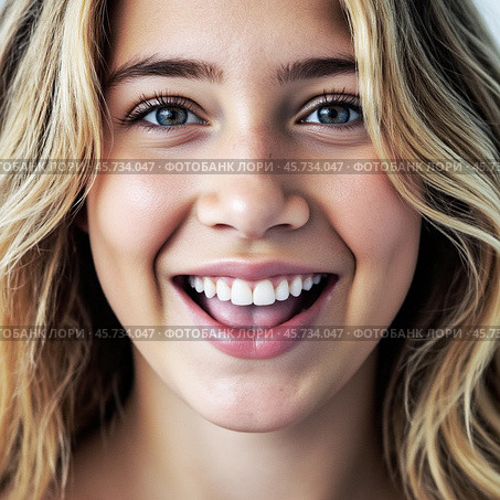 Молодая девушка с открытым ртом.Портрет. Крупный план. Young girl with open mouth. Portrait. Close-up. Стоковое AI-изображение, AI-художник Гер Олег / Фотобанк Лори