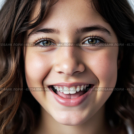 Молодая девушка с открытым ртом.Портрет. Крупный план. Young girl with open mouth. Portrait. Close-up. Стоковое AI-изображение, AI-художник Гер Олег / Фотобанк Лори