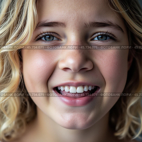 Молодая девушка с открытым ртом.Портрет. Крупный план. Young girl with open mouth. Portrait. Close-up. Стоковое AI-изображение, AI-художник Гер Олег / Фотобанк Лори