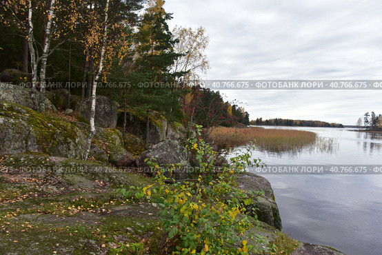 Mon repos is rocky landscape Park on the shore of the Bay of Protective Vyborg Bay, Northern part of city Vyborg in Leningrad region (2017 год). Стоковое фото, фотограф Анна Кривицкая / Фотобанк Лори