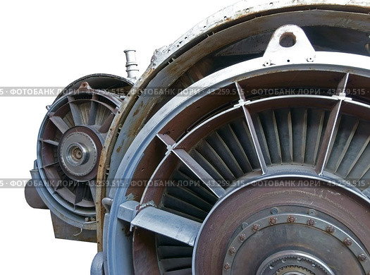 Морской корабельный турбовальный двигатель на белом фоне. Marine ship turboshaft engine on a white background. Стоковое фото, фотограф Татьяна Д / Фотобанк Лори
