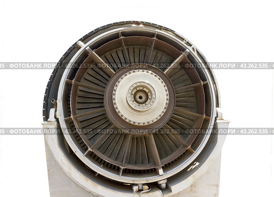 Морской корабельный турбовальный двигатель на белом фоне. Marine ship turboshaft engine on a white background. Стоковое фото, фотограф Татьяна Д / Фотобанк Лори