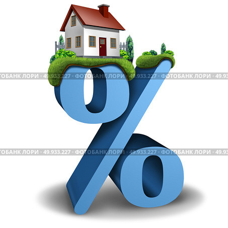 Mortgage interest rate home and house real estate banking and lending percentage concept as a 3D illustration. Стоковое фото, агентство Ingram Publishing / Фотобанк Лори