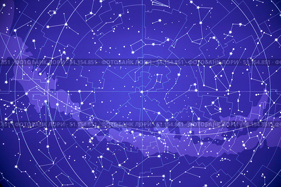 Moscow, Russia - March 20, 2023: The exposition of the Moscow Planetarium - Lunarium. Map of the starry sky without names. Редакционное фото, фотограф Наталия Кирсанова / Фотобанк Лори