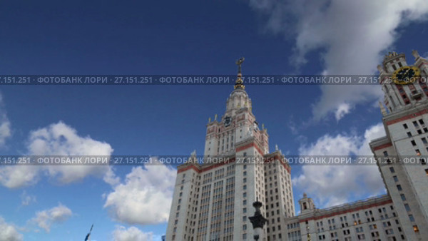 Московский государственный университет им. М.В.Ломоносова, главный корпус, Россия (2017 год). Стоковое видео, видеограф Владимир Журавлев / Фотобанк Лори