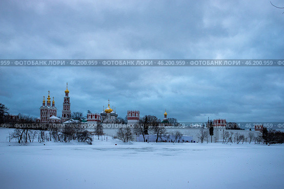 Москва. Новодевичий монастырь. Зимний вид. Редакционное фото, фотограф Литвяк Игорь / Фотобанк Лори
