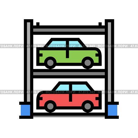 multilevel automobile parking color icon vector illustration. Стоковая иллюстрация, иллюстратор Vectorwin / Фотобанк Лори