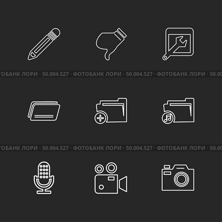 multimedia , camera , user interface , folders , directory , icon, vector, design,  flat,  collection, style, creative,  icons , play , pause , ui , camera ,  camcoder , . Стоковая иллюстрация, агентство Ingram Publishing / Фотобанк Лори