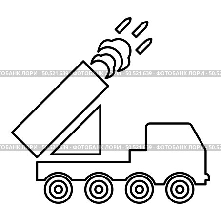 Multiple launch volley reactive rocket system fire shoots missiles contour outline line icon black color vector illustration image thin flat style simple. Multiple launch volley reactive rocket system fire shoots missiles contour outline line icon black color vector illustration image thin flat style. Стоковая иллюстрация, агентство Ingram Publishing / Фотобанк Лори
