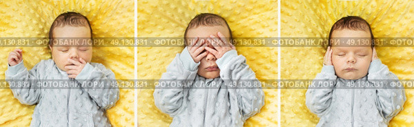 Multiple photo of a newborn child. Стоковое фото, агентство Ingram Publishing / Фотобанк Лори