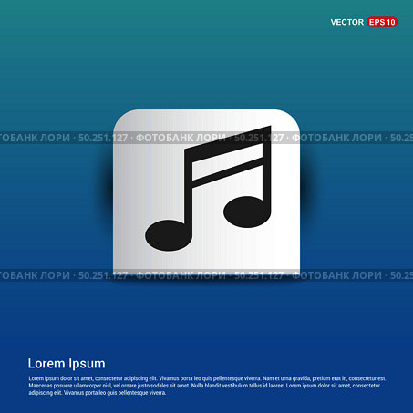 Music note icon - Blue Sticker button. Стоковая иллюстрация, агентство Ingram Publishing / Фотобанк Лори