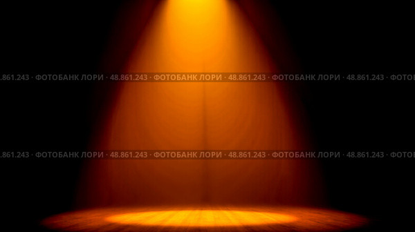Mystical light rays illuminating dark black background with warm glowing orange tone, spiritual themes, dramatic theater effects, artistic imagery, ambiance atmosphere, ethereal stage presentation. Стоковое AI-изображение, AI-художник Павел Муравьев / Фотобанк Лори