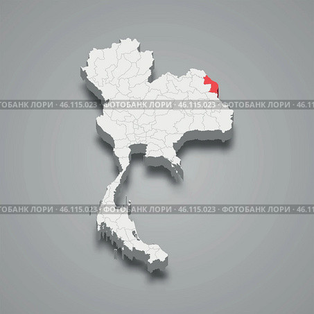 Nakhon Phanom province location Thailand 3d map. Стоковая иллюстрация, иллюстратор Максим Гребешков / Фотобанк Лори