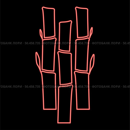 Neon bamboo with leafs Nature plant red color vector illustration image flat style light. Neon bamboo with leafs Nature plant red color vector illustration image flat style. Стоковая иллюстрация, агентство Ingram Publishing / Фотобанк Лори
