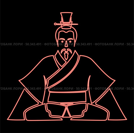 Neon emperor of china black red color vector illustration image flat style light. Neon emperor of china black red color vector illustration image flat style. Стоковая иллюстрация, агентство Ingram Publishing / Фотобанк Лори
