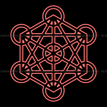 Neon metatron cube Sacred geometry red color vector illustration image flat style light. Neon metatron cube Sacred geometry red color vector illustration image flat style. Стоковая иллюстрация, агентство Ingram Publishing / Фотобанк Лори