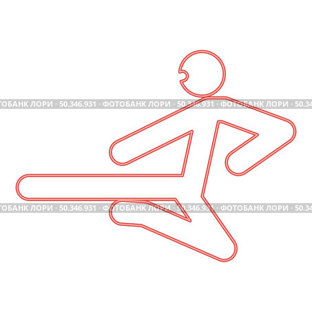 Neon ninja with kick stick red color vector illustration image flat style light. Neon ninja with kick stick red color vector illustration image flat style. Стоковая иллюстрация, агентство Ingram Publishing / Фотобанк Лори