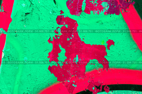 Neon Pink and Green Textured Graffiti Abstract with Y2K Vibe. Стоковое фото, фотограф Александра Конопля / Фотобанк Лори