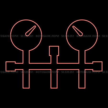 Neon pressure gauge and pipes manometer pressure meter or vacuum gauge red color vector illustration image flat style light. Neon pressure gauge and pipes manometer meter vacuum heating gas water oil pump measure device system red color vector illustration image flat style. Стоковая иллюстрация, агентство Ingram Publishing / Фотобанк Лори