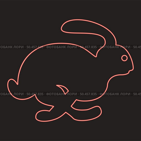 Neon rabbit hare concept speed red color vector illustration image flat style light. Neon rabbit hare concept speed red color vector illustration image flat style. Стоковая иллюстрация, агентство Ingram Publishing / Фотобанк Лори