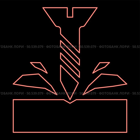 Neon self-tapping screw is screwed into the material shavings scatter red color vector illustration image flat style light. Neon self-tapping screw is screwed into the material shavings scatter red color vector illustration image flat style. Стоковая иллюстрация, агентство Ingram Publishing / Фотобанк Лори