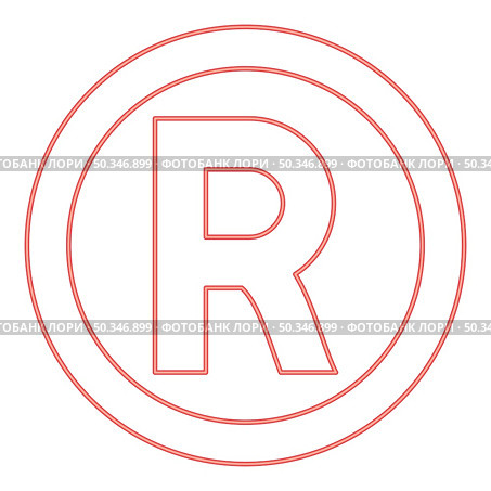 Neon symbol copyright red color vector illustration image flat style light. Neon symbol copyright red color vector illustration image flat style. Стоковая иллюстрация, агентство Ingram Publishing / Фотобанк Лори