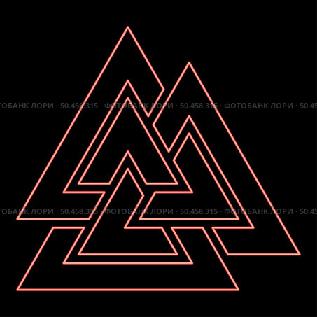 Neon valknut sign symblol red color vector illustration image flat style light. Neon valknut sign symblol red color vector illustration image flat style. Стоковая иллюстрация, агентство Ingram Publishing / Фотобанк Лори