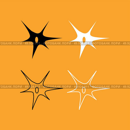 Nerve cell set black and white icon . Стоковая иллюстрация, агентство Ingram Publishing / Фотобанк Лори