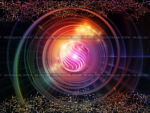 Network, fractal swirl and abstract component interplay on the subject of science and education. Стоковое фото, агентство Ingram Publishing / Фотобанк Лори