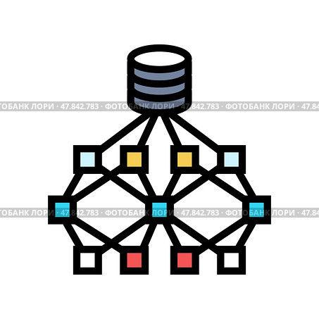 network nodes big data color icon vector illustration. Стоковая иллюстрация, иллюстратор Vectorwin / Фотобанк Лори