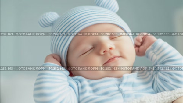 Newborn baby sleeping in mothers arms, both wrapped in blankets. Стоковое AI-видео, аниматор Анастасия Золотницкая / Фотобанк Лори
