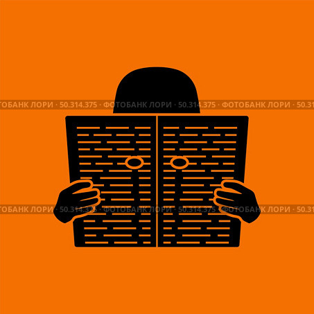 Newspaper Hole Icon. Black on Orange Background. Vector Illustration. Стоковая иллюстрация, агентство Ingram Publishing / Фотобанк Лори
