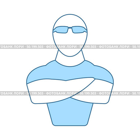 Night Club Security Icon. Thin Line With Blue Fill Design. Vector Illustration. Стоковая иллюстрация, агентство Ingram Publishing / Фотобанк Лори